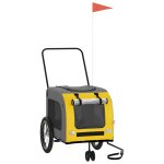 Vidaxl remorque de v�lo pour animaux de compagnie jaune et gris