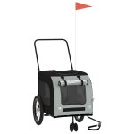 Vidaxl remorque de v�lo pour animaux de compagnie noir et gris