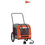 Vidaxl remorque de v�lo pour animaux de compagnie orange et gris