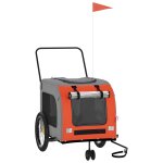 Vidaxl remorque de v�lo pour animaux de compagnie orange et gris