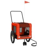 Vidaxl remorque de v�lo pour animaux de compagnie orange et noir