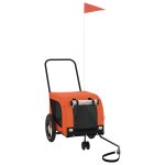 Vidaxl remorque de v�lo pour animaux de compagnie orange et noir