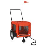 Vidaxl remorque de vlo pour animaux de compagnie orange et noir