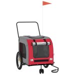 Vidaxl remorque de v�lo pour animaux de compagnie rouge et gris