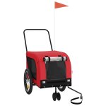 Vidaxl remorque de v�lo pour animaux de compagnie rouge et noir