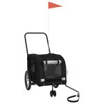 Vidaxl remorque pour v�lo pour animaux de compagnie en tissu oxford noir et fer