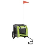 Vidaxl remorque de v�lo pour animaux de compagnie vert et gris