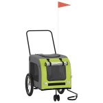 Vidaxl remorque de v�lo pour animaux de compagnie vert et gris