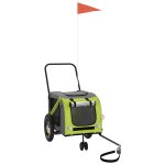 Vidaxl remorque de v�lo pour animaux de compagnie vert et noir