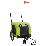 Vidaxl remorque de v�lo pour animaux de compagnie vert et noir