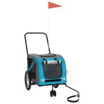 Vidaxl remorque pour v�lo pour animaux en tissu oxford bleu et gris et fer