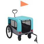Vidaxl remorque de v�lo pour chiens et poussette 2 - en - 1 bleu et gris