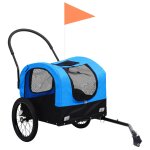 Vidaxl remorque de vlo pour chiens et poussette 2 - en - 1 bleu et noir