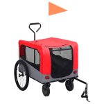 Vidaxl remorque de v�lo pour chiens et poussette 2 - en - 1 rouge et gris