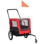 Vidaxl remorque de v�lo pour chiens et poussette 2 - en - 1 rouge et noir