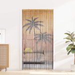 Vidaxl rideau anti - insectes imprim palmier 100x220 cm bambou