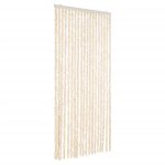 Vidaxl rideau anti - mouches beige et blanc 56x185 cm chenille