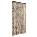 Vidaxl rideau anti - mouches beige et marron 118x220 cm chenille