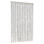 Vidaxl rideau anti - mouches gris clair et blanc 118x220 cm chenille