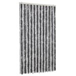 Vidaxl rideau anti - mouches gris et noir 100x200 cm chenille