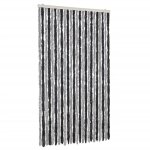 Vidaxl rideau anti - mouches gris et noir 100x230 cm chenille