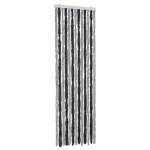 Vidaxl rideau anti - mouches gris et noir 56x200 cm chenille