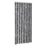 Vidaxl rideau anti - mouches gris et noir 90x200 cm chenille