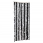 Vidaxl rideau anti - mouches gris et noir 90x220 cm chenille