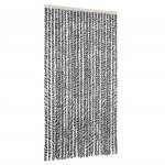 Vidaxl rideau anti - mouches gris et noir et blanc 100x200 cm chenille