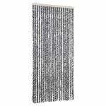 Vidaxl rideau anti - mouches gris et noir et blanc 90x200 cm chenille