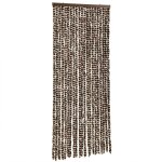 Vidaxl rideau anti - mouches marron et blanc 90x200 cm chenille