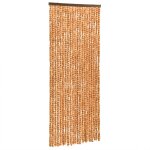 Vidaxl rideau anti - mouches ocre et blanc 100x230 cm chenille