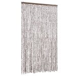 Vidaxl rideau anti - mouches taupe et blanc 118x220 cm chenille