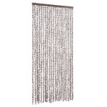 Vidaxl rideau anti - mouches taupe et blanc 90x200 cm chenille