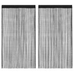Vidaxl rideau en fils 2 pcs 100 x 250 cm noir