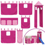 Vidaxl rideaux pour lit mezzanine avec tour rose polyester