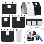 Vidaxl rideaux pour lit mezzanine avec tunnel blanc et noir polyester