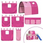 Vidaxl rideaux pour lit mezzanine avec tunnel rose polyester