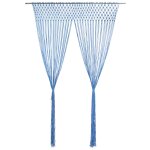 Vidaxl rideau en macram� bleu 140x240 cm coton
