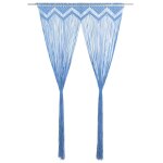 Vidaxl rideau en macram bleu 140x240 cm coton