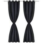 Vidaxl rideau occultant 2 pcs avec ?illets mtalliques 135x175 cm noir