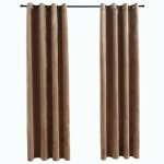 Vidaxl rideaux occultants et anneaux 2 pcs beige 137x160 cm velours