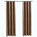 Vidaxl rideaux occultants avec anneaux 2 pcs velours beige 140x175 cm