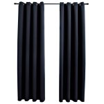Vidaxl rideaux occultants avec anneaux 2 pi�ces noir 137 x 213 cm tissu