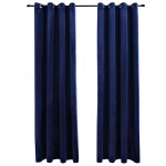 Vidaxl rideaux occultants et anneaux 2pcs velours bleu fonc� 140x225cm