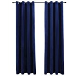 Vidaxl rideaux occultants et anneaux 2pcs velours bleu fonc� 140x245cm