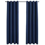 Vidaxl rideaux occultants avec anneaux en mtal 2 pcs bleu 140x175 cm