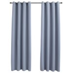 Vidaxl rideaux occultants avec anneaux en mtal 2 pcs gris 140x225 cm