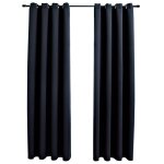 Vidaxl rideaux occultants avec anneaux en m�tal 2 pcs noir 140x175 cm