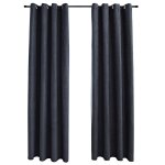 Vidaxl rideaux occultants avec anneaux m�tal 2pcs anthracite 140x175cm